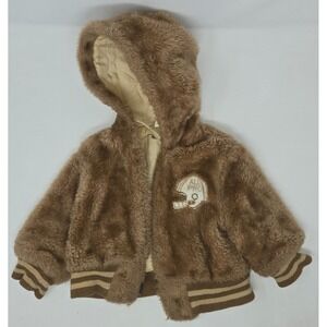 Vintage Boy's Fleece Coat Jacket Size 18 Months All Pro Football Brown Insulated